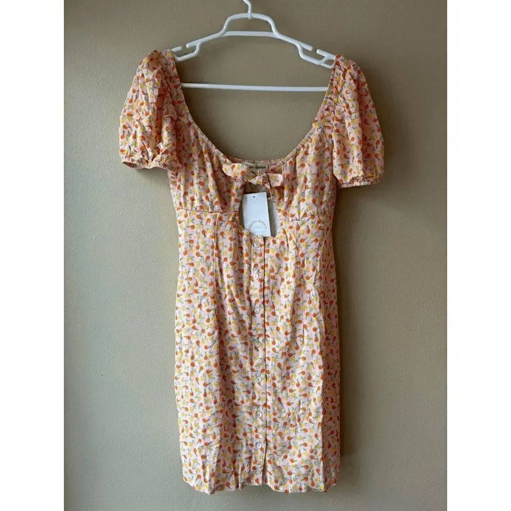 Dippin Daisys Daisy Dress in Blush Pink with Lemons Orange Pattern Size Medium